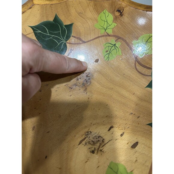 Vintage Large Footed Bowl...Hand Painted Leaves....Maple 1950's - Picture 5 of 13